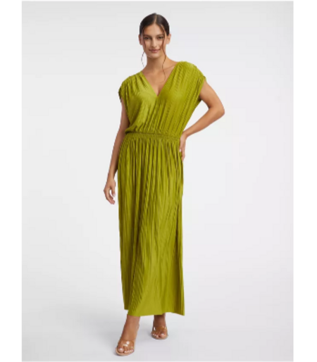 Zielona damska plisowana sukienka maxi