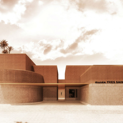 Musée Yves Saint Laurent Marrakech, East facade, entrance of the museum, © 2016 Studio KO, Fondation Pierre Bergé – Yves Saint Laurent
