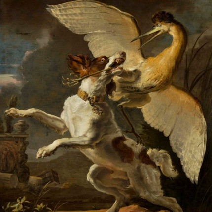 Abraham Hondius, „Walka psa z czaplą”, 1667 r.