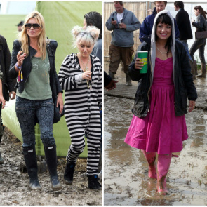 Kate Moss na Glastonbury Festival w 2011 roku i Lily Allen/ Lily Rose Cooper na Glastonbury Festival w 2007 roku, fot. East News 