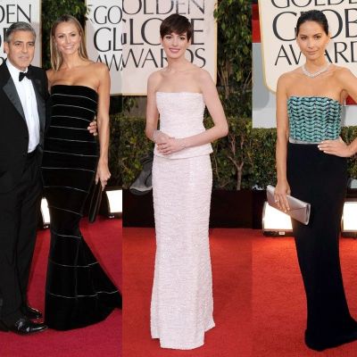 Złote Globy 2013: Stacy Kleiber (Armani Prive), Anna Hathaway (Chanel couture), Olivia Munn (Giorgio Armani), fot. East News