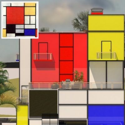 Dom inspirowany obrazem Mondriana