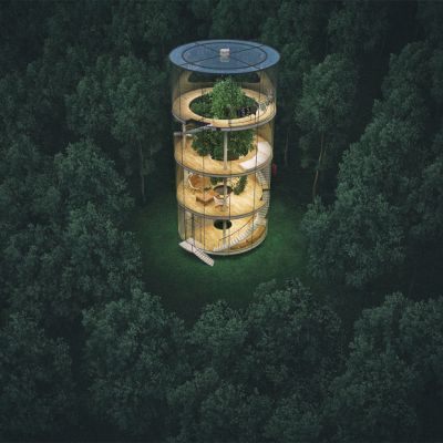 Nowoczesny domek na drzewie, A. Masow Architects, mat. prasowe