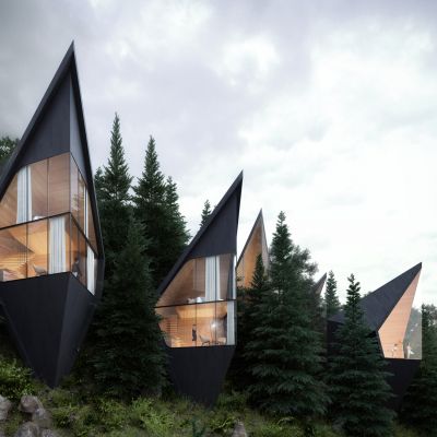Domki w Dolomitach, projekt Peter Pichler Architecture
