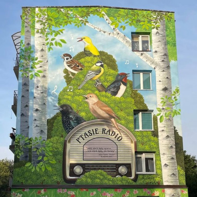 Mural "Ptasie radio" w Łodzi