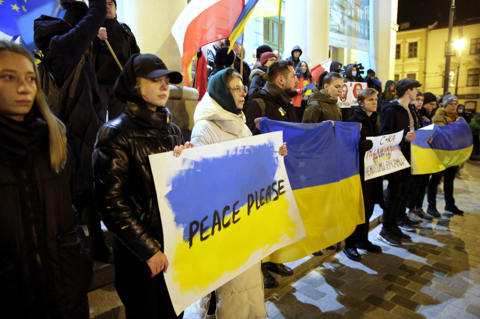 Lublin - wiec poparcia dla Ukrainy