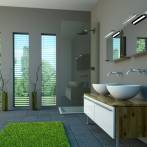 Nowoczesna łazienka - dywan imitujący świeżą, wiosenną trawę? Czemu nie!fot. fotolia