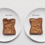 Licznik kalorii zdrowej żywności: tost z 15 g masła orzechowego vs tost z  40 g masła orzechowego