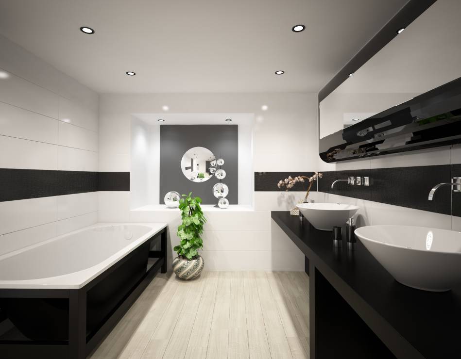 Nowoczesna łazienka - black&amp;white wciąż w modzie.fot. fotolia