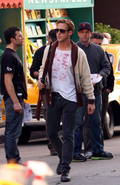 Ryan Gosling na planie filmowym "Gangster Squad. Pogromcy mafii",  29.11.2011, fot. East News
