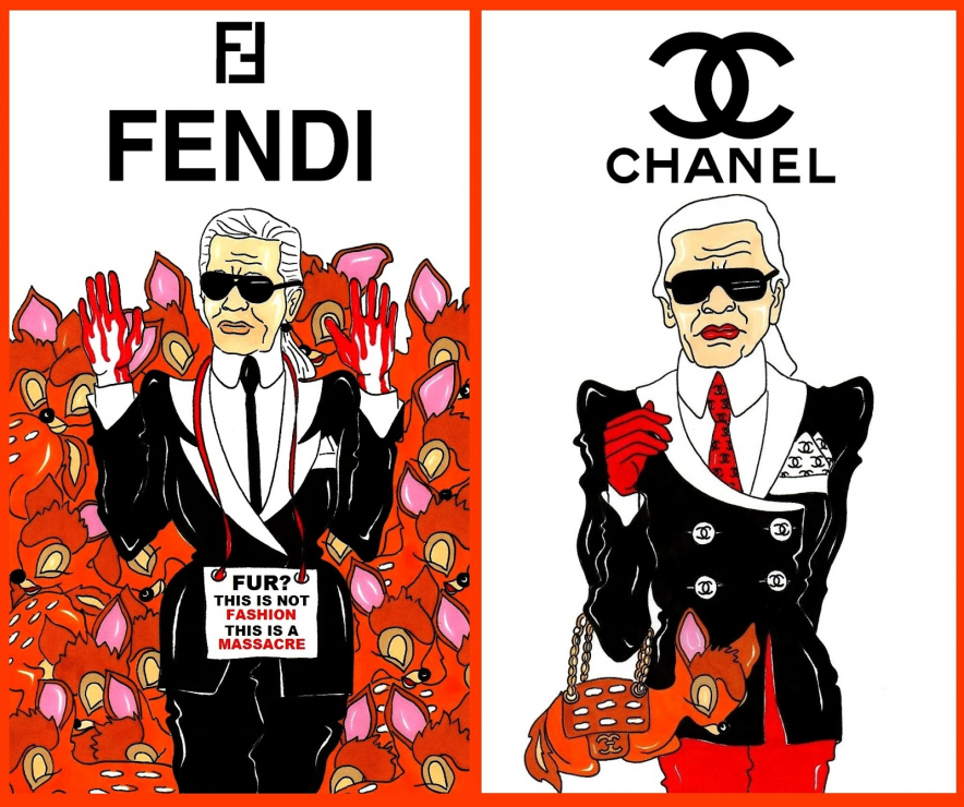 Humor Chic walczy z domami mody sprzedającymi naturalne futra, szczególnie Fendi, rys. AleXsandro Palombo/ Humor Chic