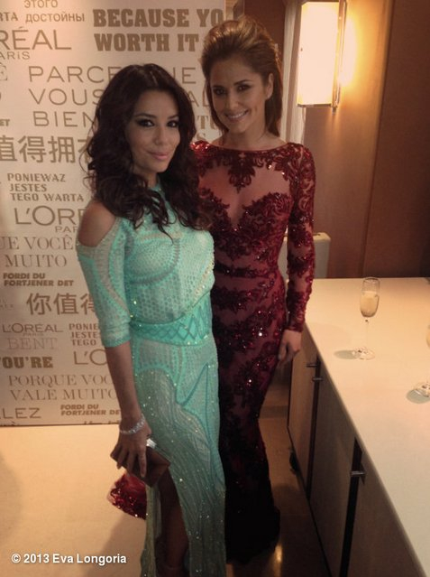 Gwiazdy na Twitterze, Festiwal Filmowy w Cannes 2013: Eva Longoria "ja i moja siostra bliźniaczka Cheryl Cole w Cannes", fot. whosay.com 