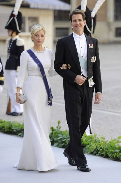 Ślub księżniczki Madeleine i Christophera O'Neilla: grecka księżna Marie-Chantal w sukni Valentino Couture oraz grecki książę Paweł, fot. East News