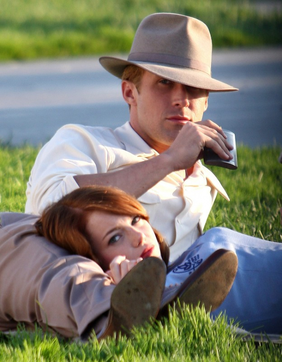 Ryan Gosling i Emma Stone na planie filmowym "Gangster Squad. Pogromcy mafii",  29.11.2011, fot. East News