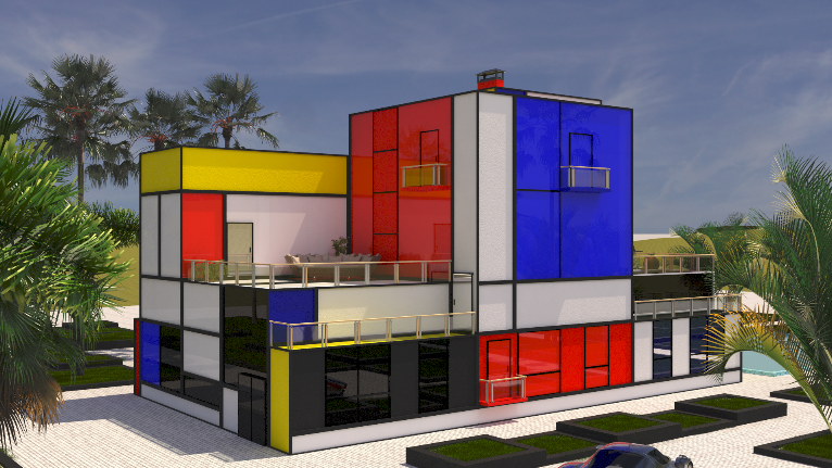 Dom inspirowany obrazem Mondriana