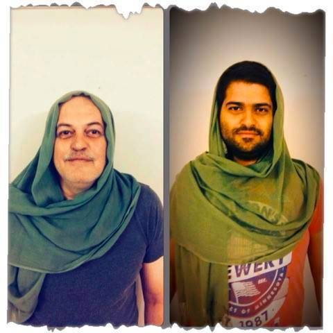 Mężczyźni zakładają hidżaby