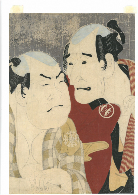 Tōshūsai Sharaku
Aktorzy Nakajima Wadaemon jako Bōdara Chōzaemon i Nakamura Konozō jako Gon, przewoźnik, w sztuce Katakiuchi Noriai Banashi, materiały prasowe MNW/©Fundacja Jerzego Leskowicza
