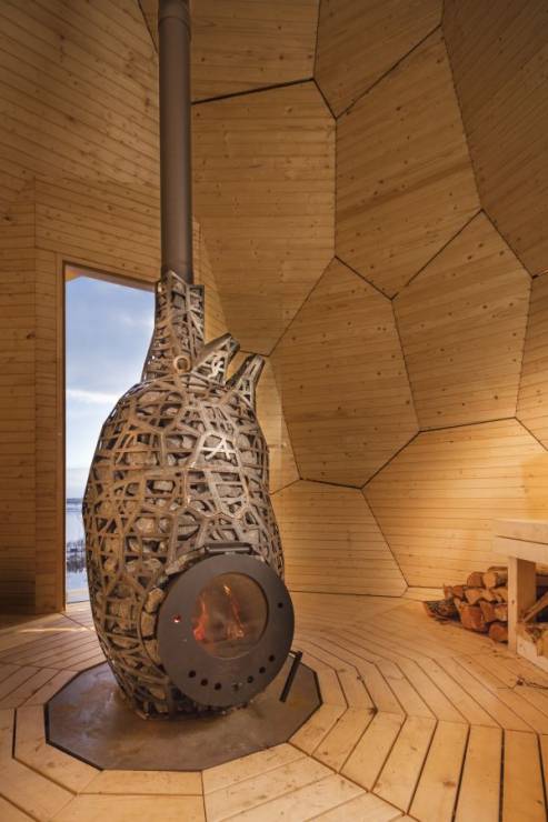 Wnętrze sauny w Kirunie, Bigert & Bergström