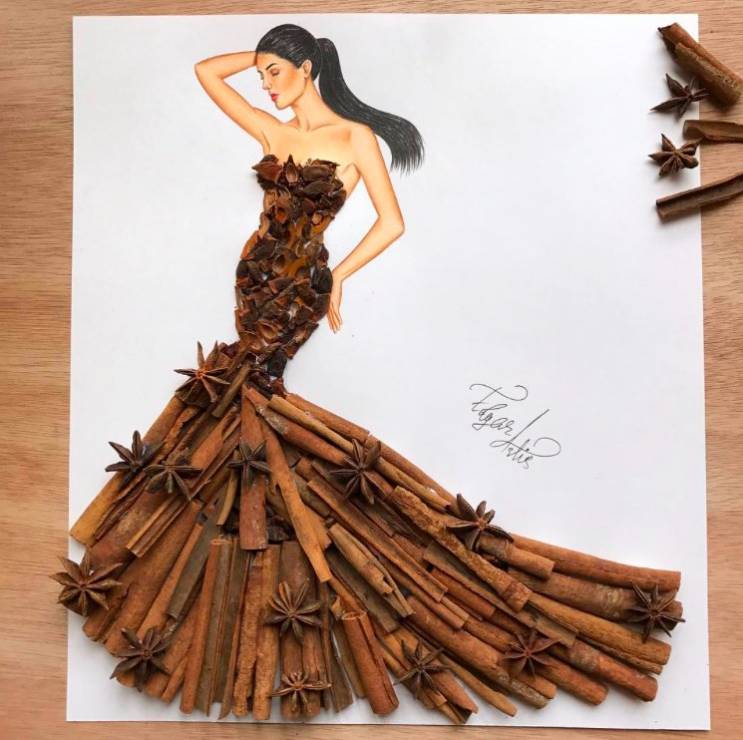 Moda i jedzenie według Edgara Artisa - sukienka z cynamonu