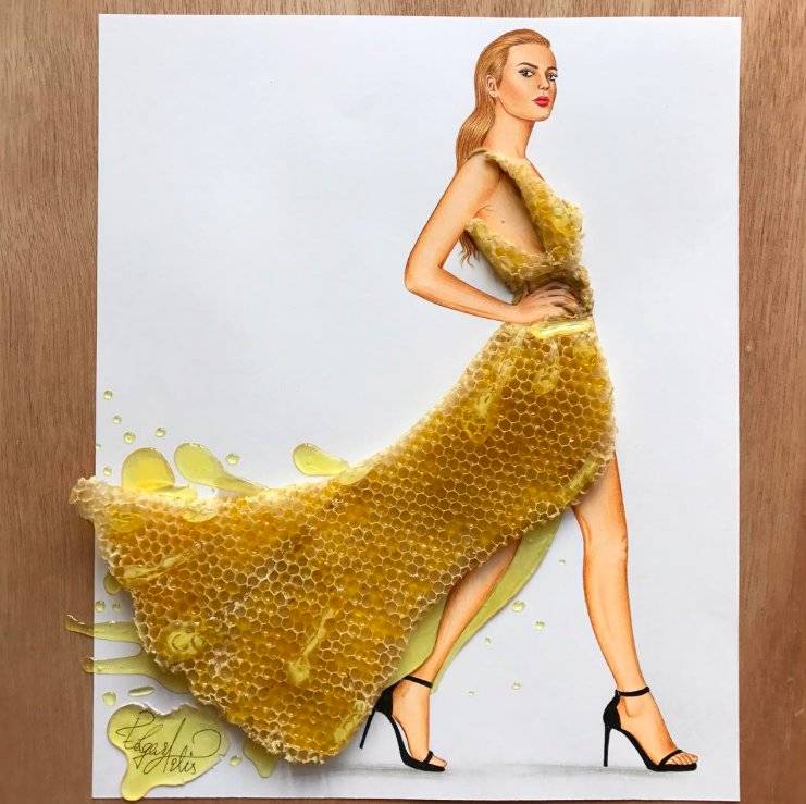 Moda i jedzenie według Edgara Artisa - sukienka z plastra miodu
