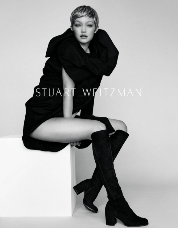 Gigi Hadid w nowej fryzurze w kampanii Stuart Weitzman