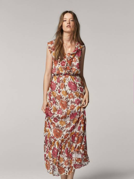 Jedwabna sukienka w kwiatowe motywy, Massimo Dutti, 449 zł