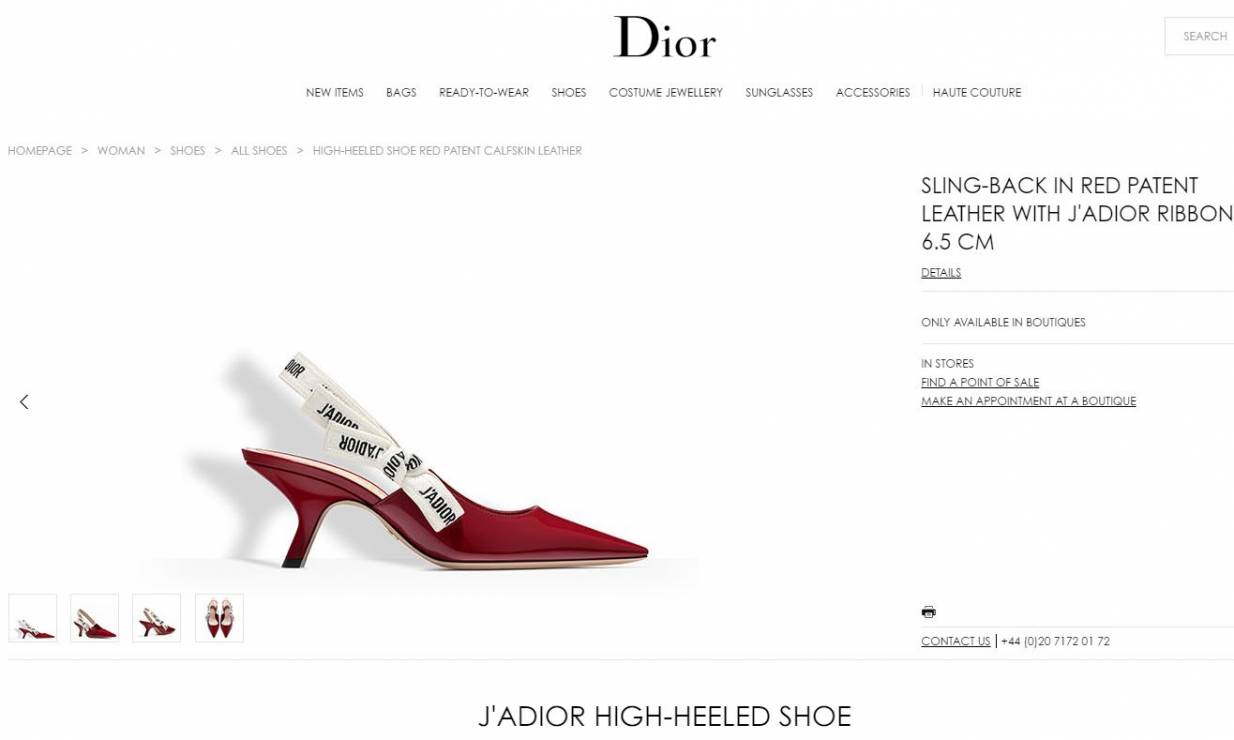 Screen ze strony Dior