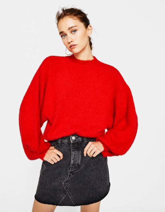 Czerwony sweter, Bershka, 99zł