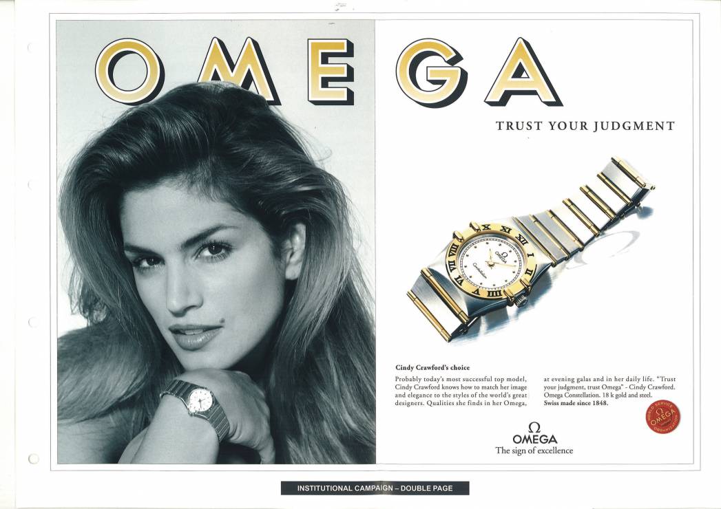 Archiwalna kampania zegarków OMEGA Constellation z Cindy Crawford