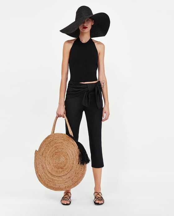     Spodnie z wiązaniem i drapowaniem Zara - Lookbook Zara wiosna-lato 2018