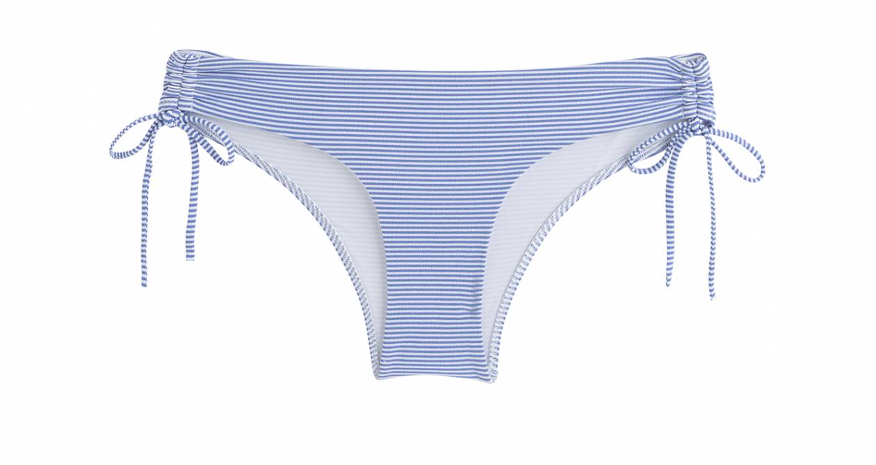 Niebieskie klasyczne figi od bikini z gofrowanej tkaniny OYSHO