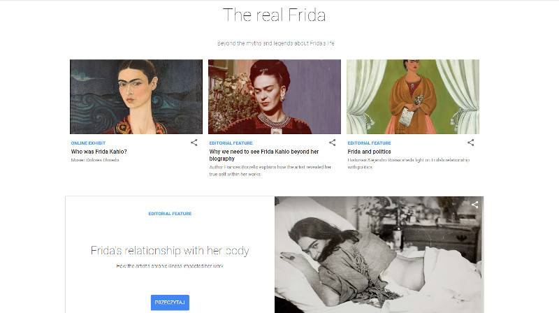 Screen z wirtualnej wystawy "Faces of Frida"