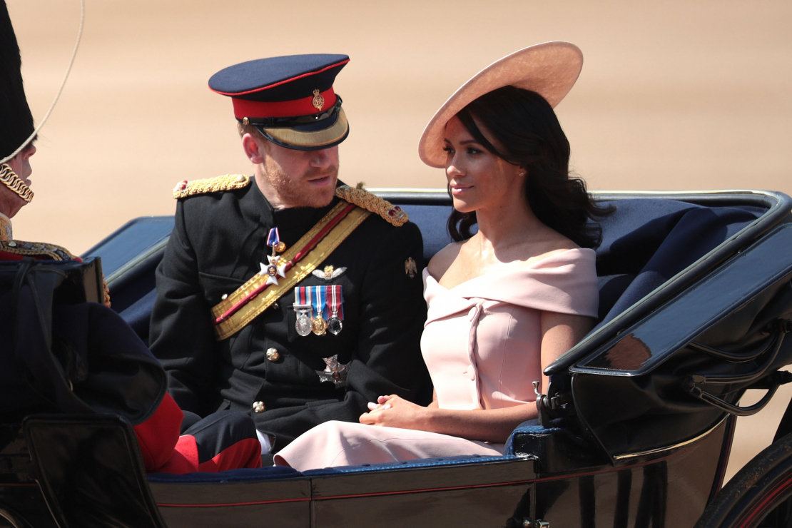 Książę Harry i Meghan Markle, księżna Sussex na paradzie Trooping the Colour, 9.06.2018.
