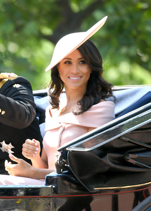 Meghan Markle, księżna Sussex na paradzie Trooping the Colour, 9.06.2018.