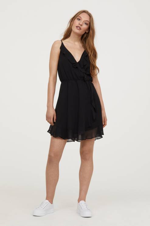 Wyprzedaż w H&M; Krótka sukienka z falbaną, 55,90 PLN zamiast 79,90 PLN