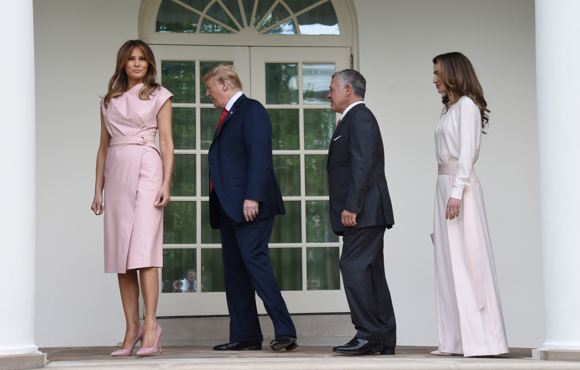 Melania Trump, Donald Trump, król Abdullah II i królowa Rania w Waszyngtonie, 26.06.2018.
