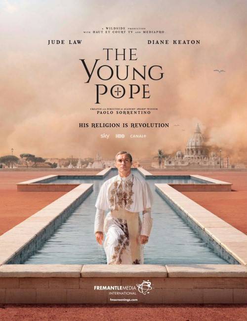 Jude Law na plakacie serialu "Młody papież"