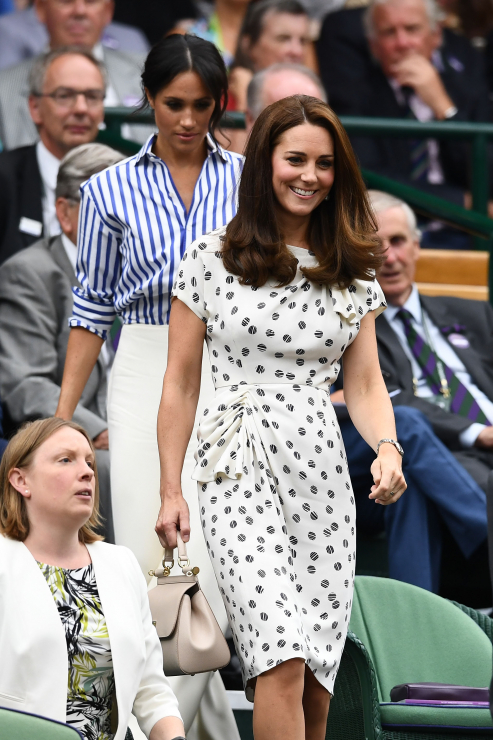 Księżna Meghan i księżna Kate na kortach Wimbledon, 14.07.2018.