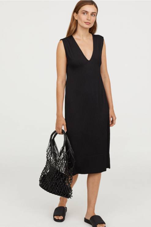 Czarna sukienka bez ramion, H&M