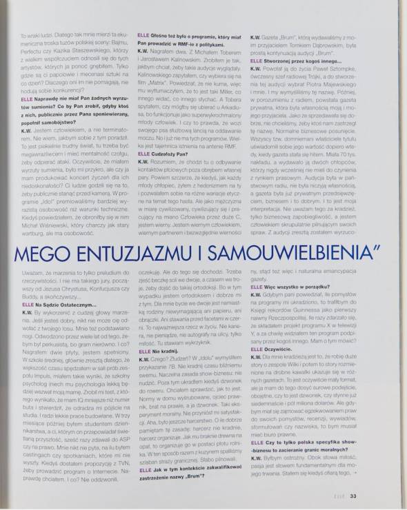 Wywiad ELLE z Kubą Wojewódzkim (wrzesień 2003)
