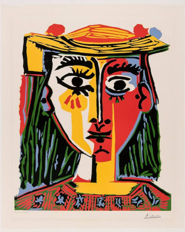 Pablo Picasso Buste de Femme au Chapeau / Bust of a Woman in a Hat, 1962 linoryt barwny / colour linocut