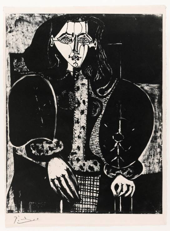 Pablo Picasso  Kobieta w fotelu (z czerwonej płyty) / Woman in an Armchair (from the red plate), 1949 (GM 412) litografia pędzlem, płyta cynkowa / brush lithograph on zinc plate