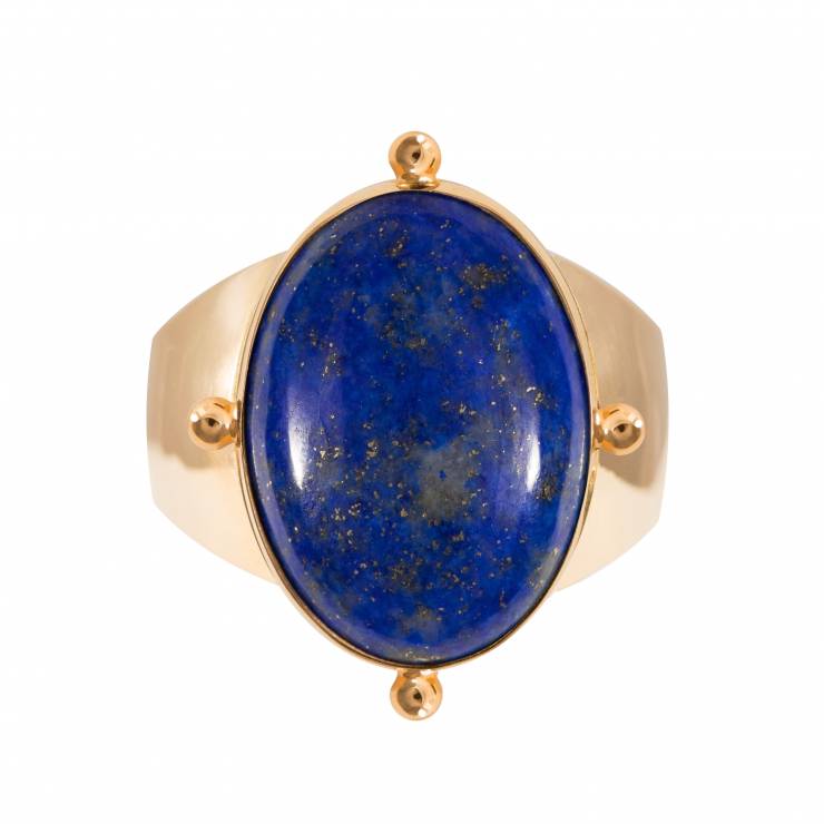 Biżuteria ROSA,  Blue Lilac Signet, złoto próby 585, lapis lazuli, 2300zł