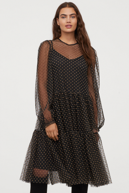 Czarne sukienki z nowych kolekcji: H&M, 129,99 zł