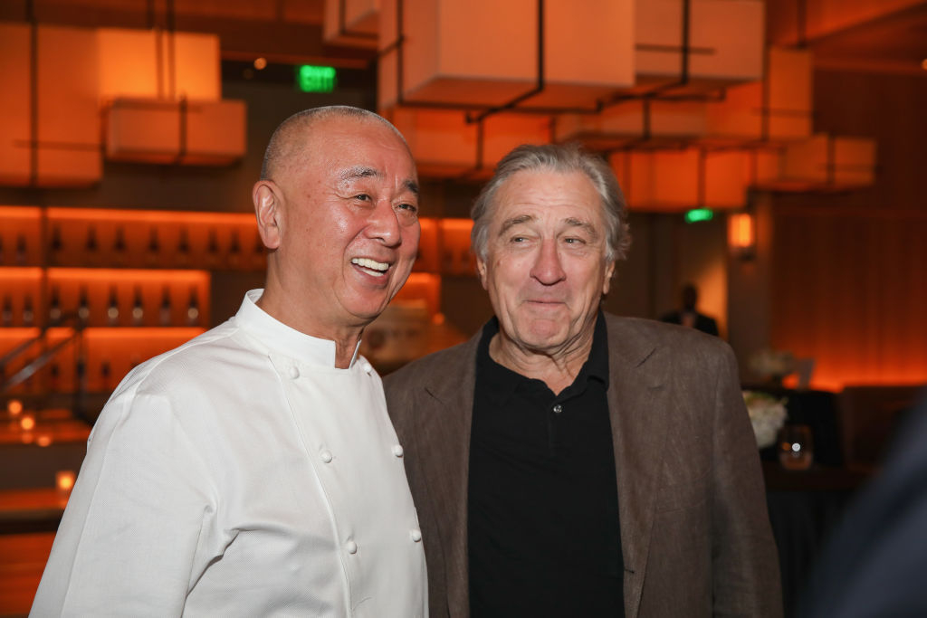 Chef Nobu Matsuhisa i Robert De Niro podczas Nobu Houston Sake Ceremony