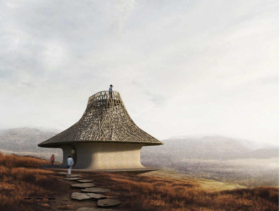 Budynek z wieżyczką widokową w Parku Narodowym Serengeti, projekt Szymon Król