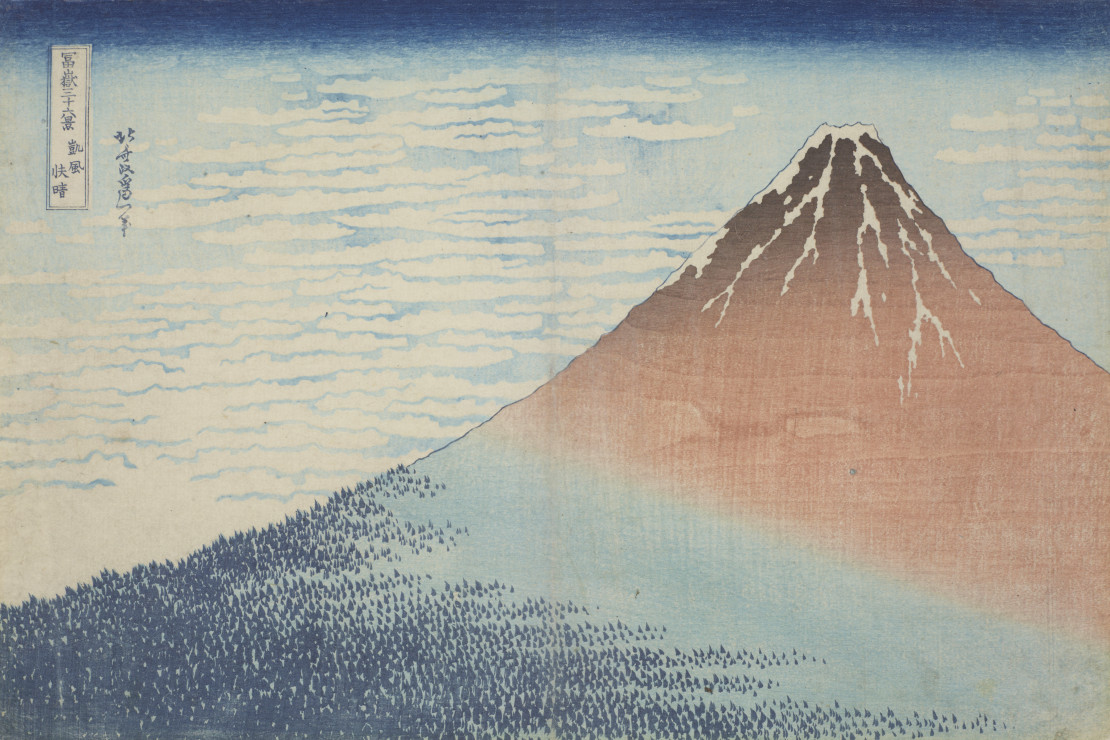 Piękna pogoda przy południowym wietrze/ Gaifu kaisei, z serii: Trzydzieści sześć widoków góry Fuji / Fugaku sanju-rokkei między 1823-1829, ze zbiorów MNK