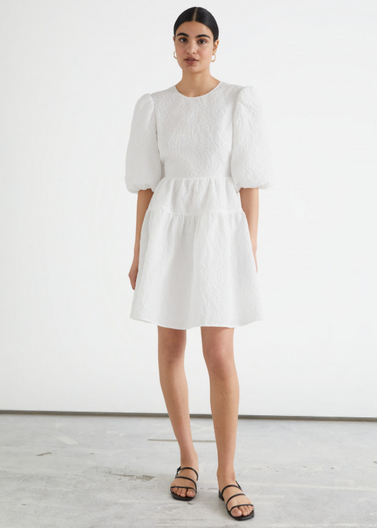 Sukienka na poprawiny & Other Stories, Puff Sleeve Jacquard Mini Dress, €99