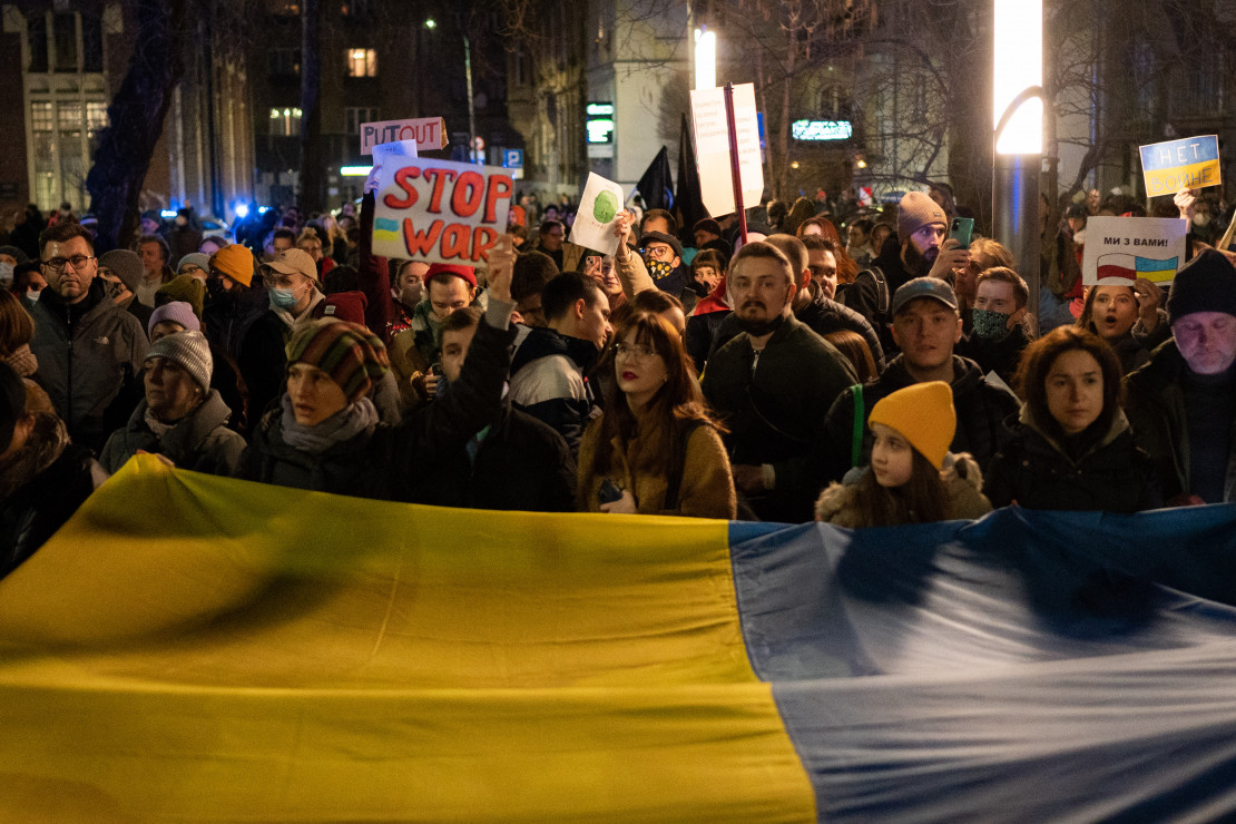 Kraków - wiec solidarności z Ukrainą