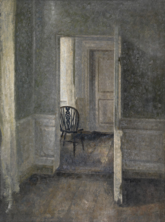Vilhelm Hammershøi, Wnętrze z krzesłem windsorskim,  olej na płótnie, 1913, The Art Collection of Ambassador John L. Loeb Jr.